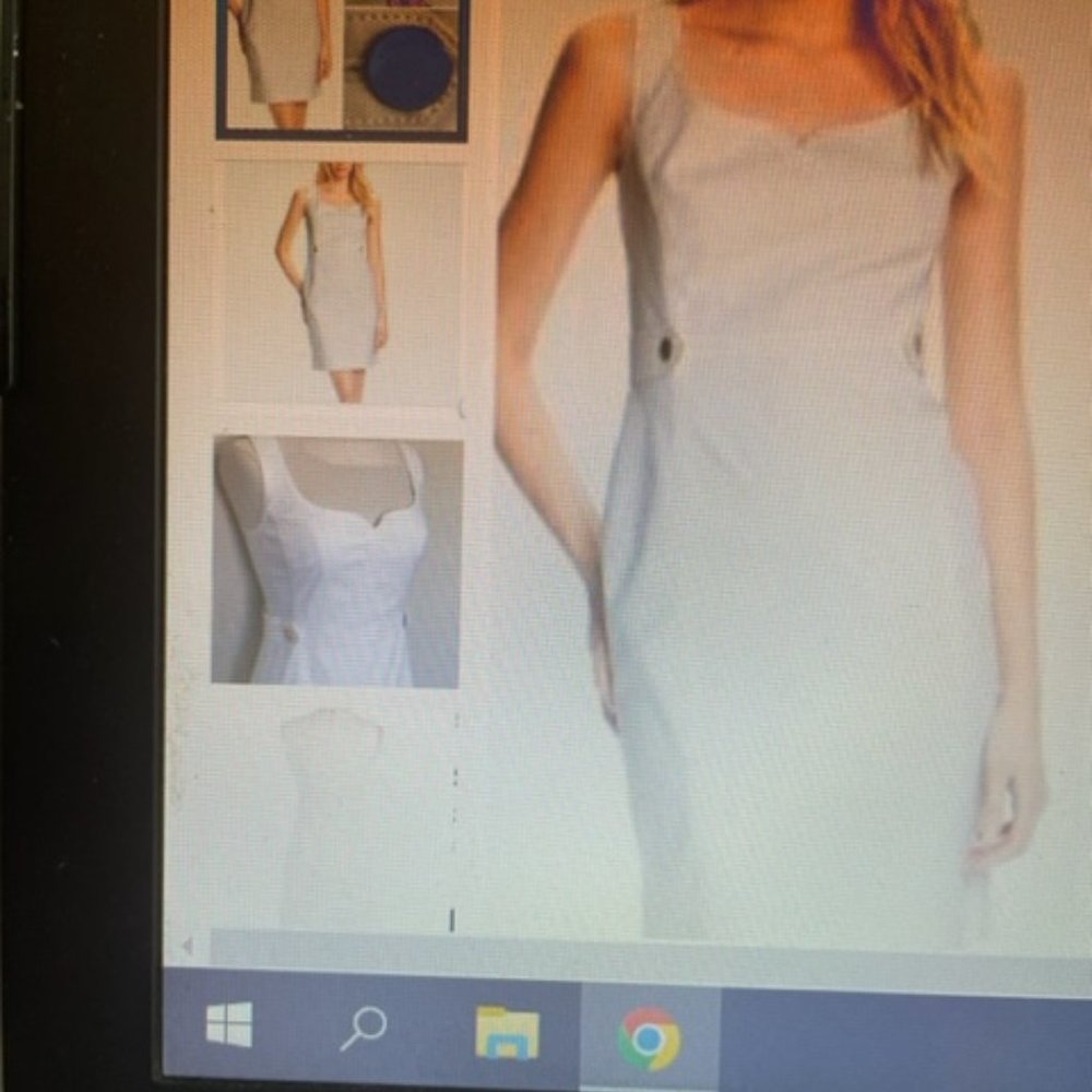 Tory Burch White Sheath Dress with Gold Buttons Size 8